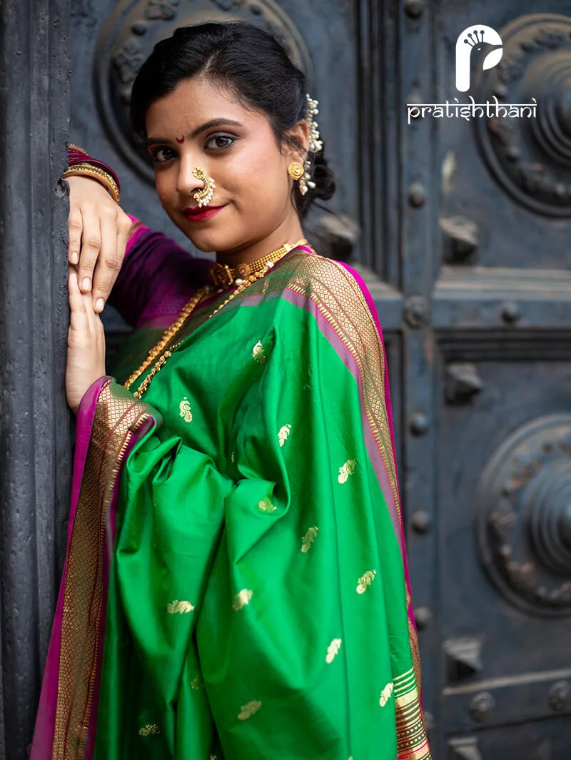 Elegant Handwoven Green Yeola Paithani Saree