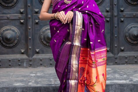 Purple Yeola Paithani Saree with Fancy Pallu