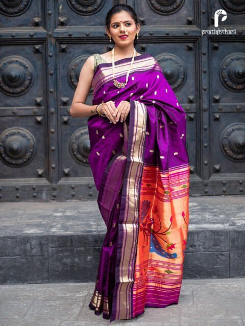 Purple Yeola Paithani Saree with Fancy Pallu