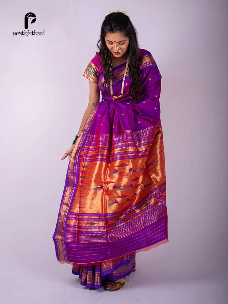 Traditional Yeola Magenta Handloom Fancy Paithani Saree