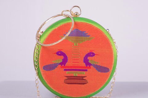 Green Handmade Yeola Paithani Sling Bag: A Fashion Statement