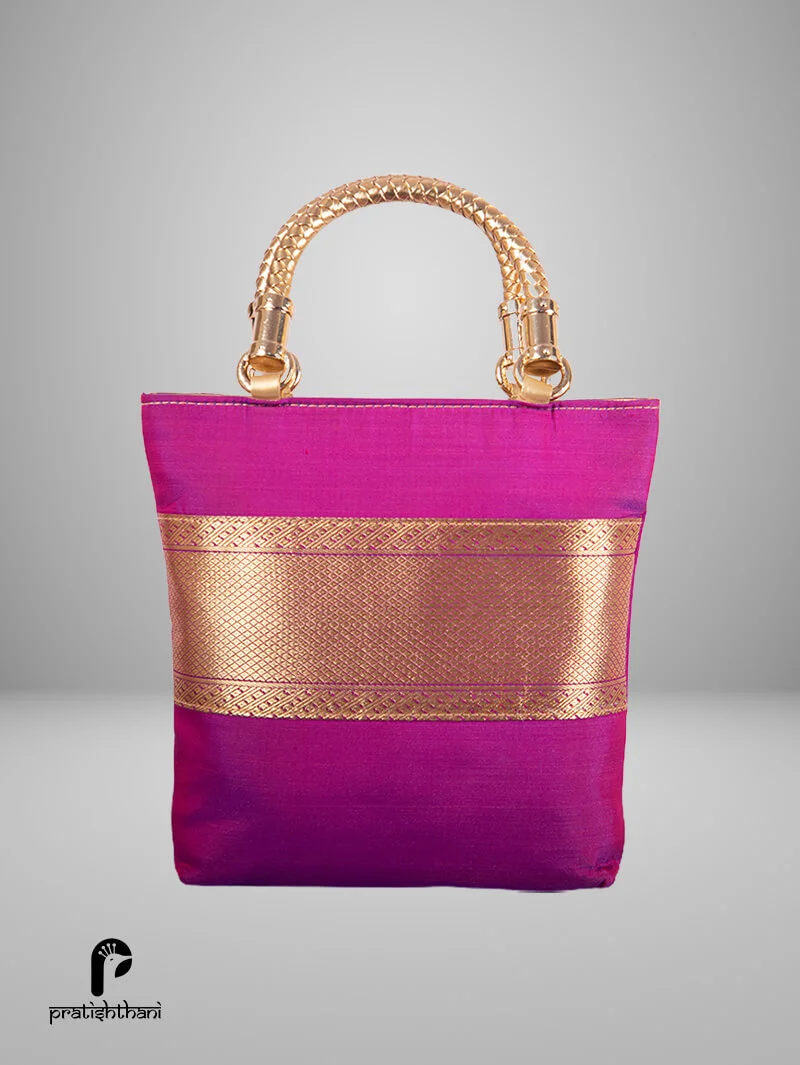 Women's Yeola Paithani Handbag in Purple: Stylish and Versatile