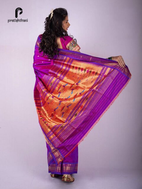 Handwoven Fancy Paithani Saree in Magenta Color