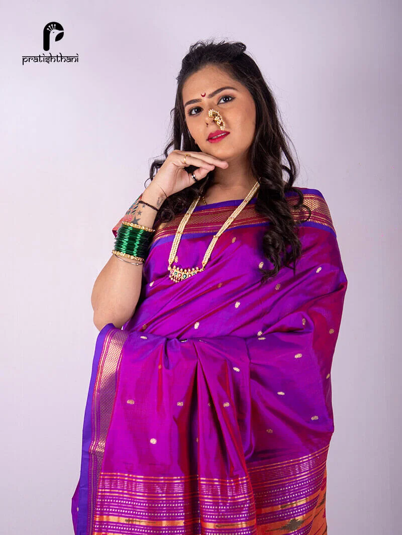 Elegant Yeola Handloom Magenta Color Fancy Paithani Saree