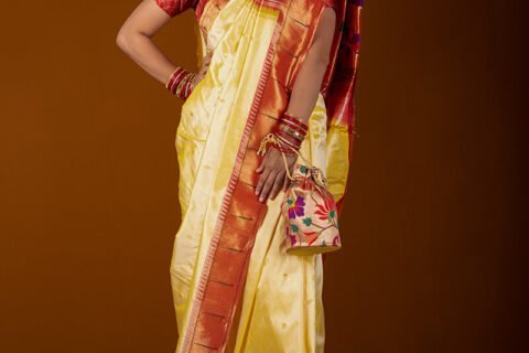 Yellow Single Muniya Border Paithani Saree with Parrot Pallu