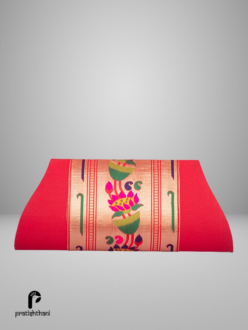 Red Colour Leather Wallets Hand Painted Santinikeatan Design Hand Purse Bag  | craft India