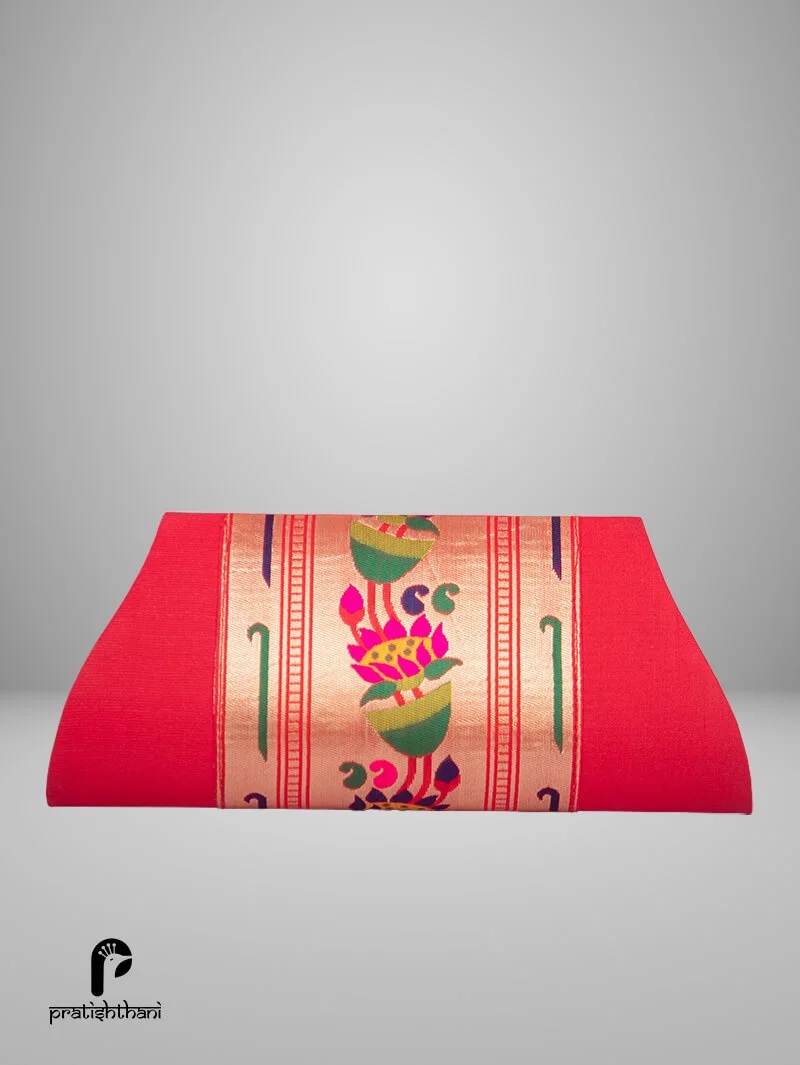 Red Small Paithani Sling Purse for Women: Handmade Beauty