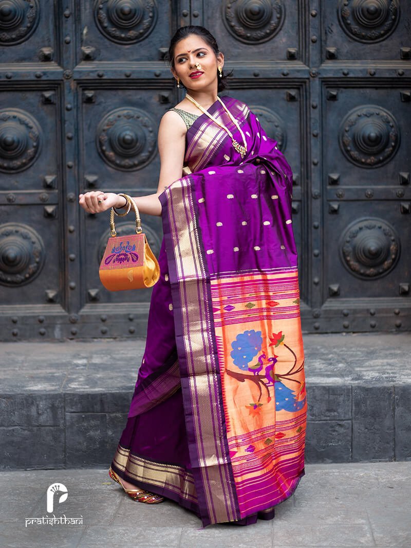 Magenta color Pathani Purse
