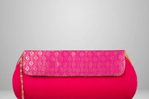 Women's Solid Yeola Pink Paithani Purse for Everyday Chic