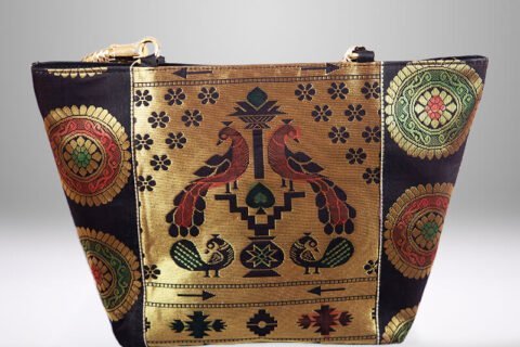 Sophisticated Black Paithani Tote Bag for Women