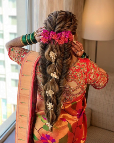 Paithani Saree Hairstyle: Crown Braids
