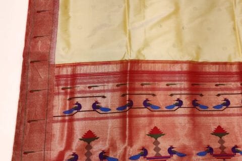 Yeola handwoven Yellow single muniya border Paithani Saree