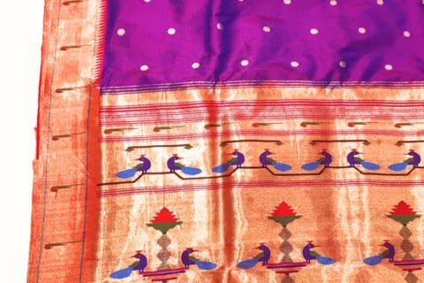 Yeola woven single muniya border purple Paithani Saree