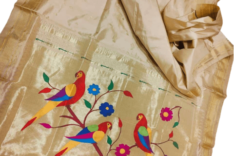 Hastakala Paithani Saree in cream color