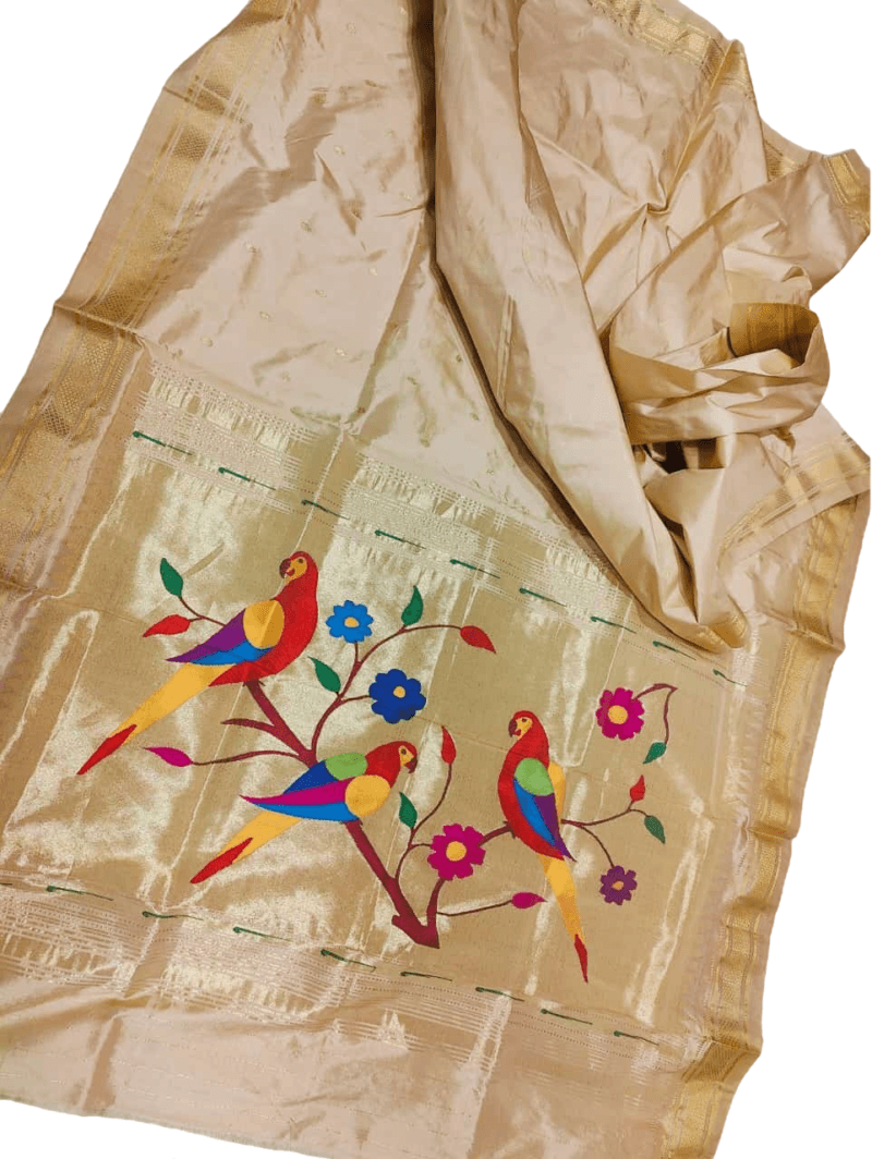 Hastakala Paithani Saree in cream color