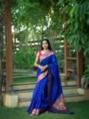 Navy Blue Kubear Semi Paithani Saree