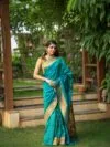 Green Kubear Semi Paithani Saree