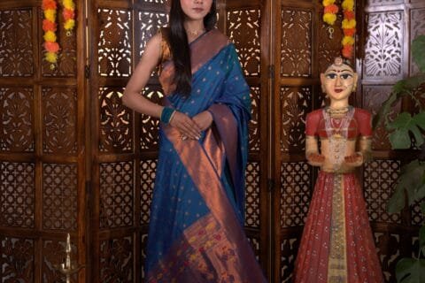 Blue Star Semi Paithani Saree