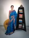Blue Yeola Star Semi Paithani Saree