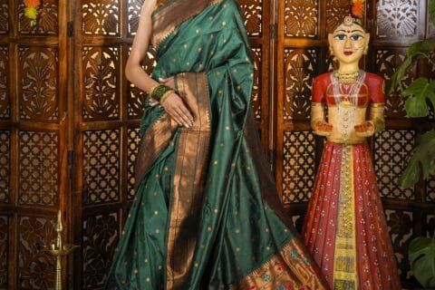 Green Kalanjali Semi Paithani Saree
