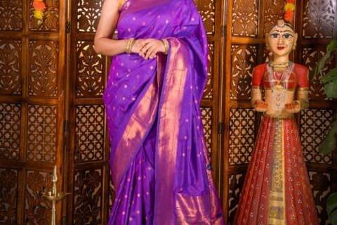 Purple Star Semi Paithani Saree