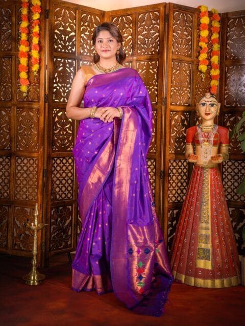 Purple Star Semi Paithani Saree