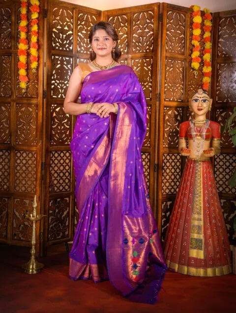 Purple Star Semi Paithani Saree
