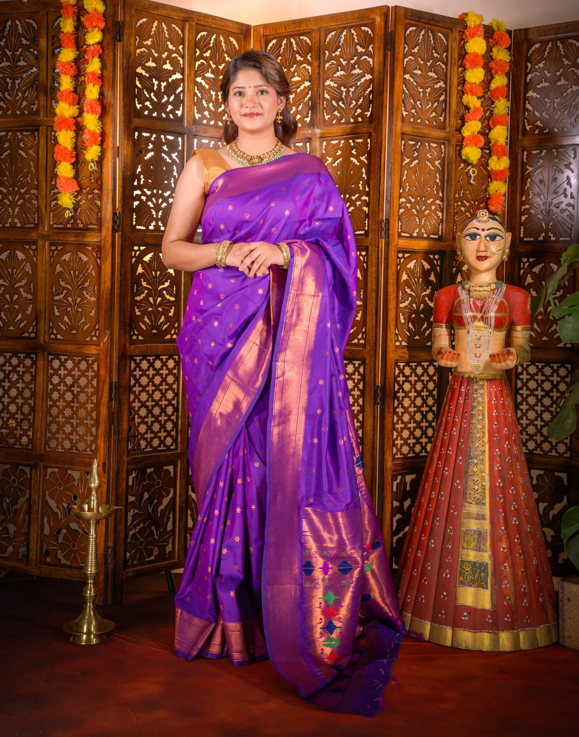 Purple Star Semi Paithani Saree