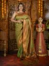 Mehendi Green Star Semi Paithani Saree