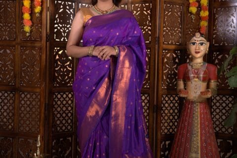 Purple Star Semi Paithani Saree