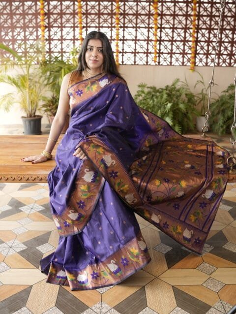 Purple Meera Semi Paithani Saree
