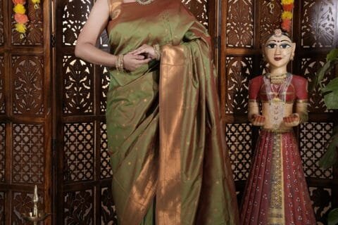 Mehendi Star Semi Paithani Saree