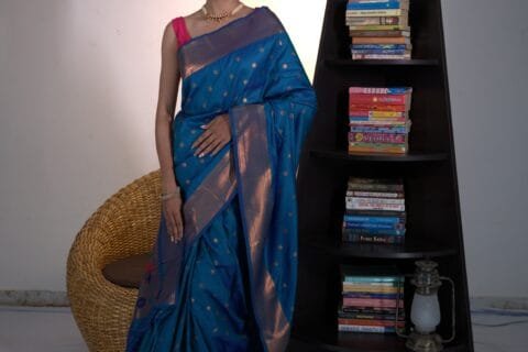 Blue Star Semi Paithani Saree