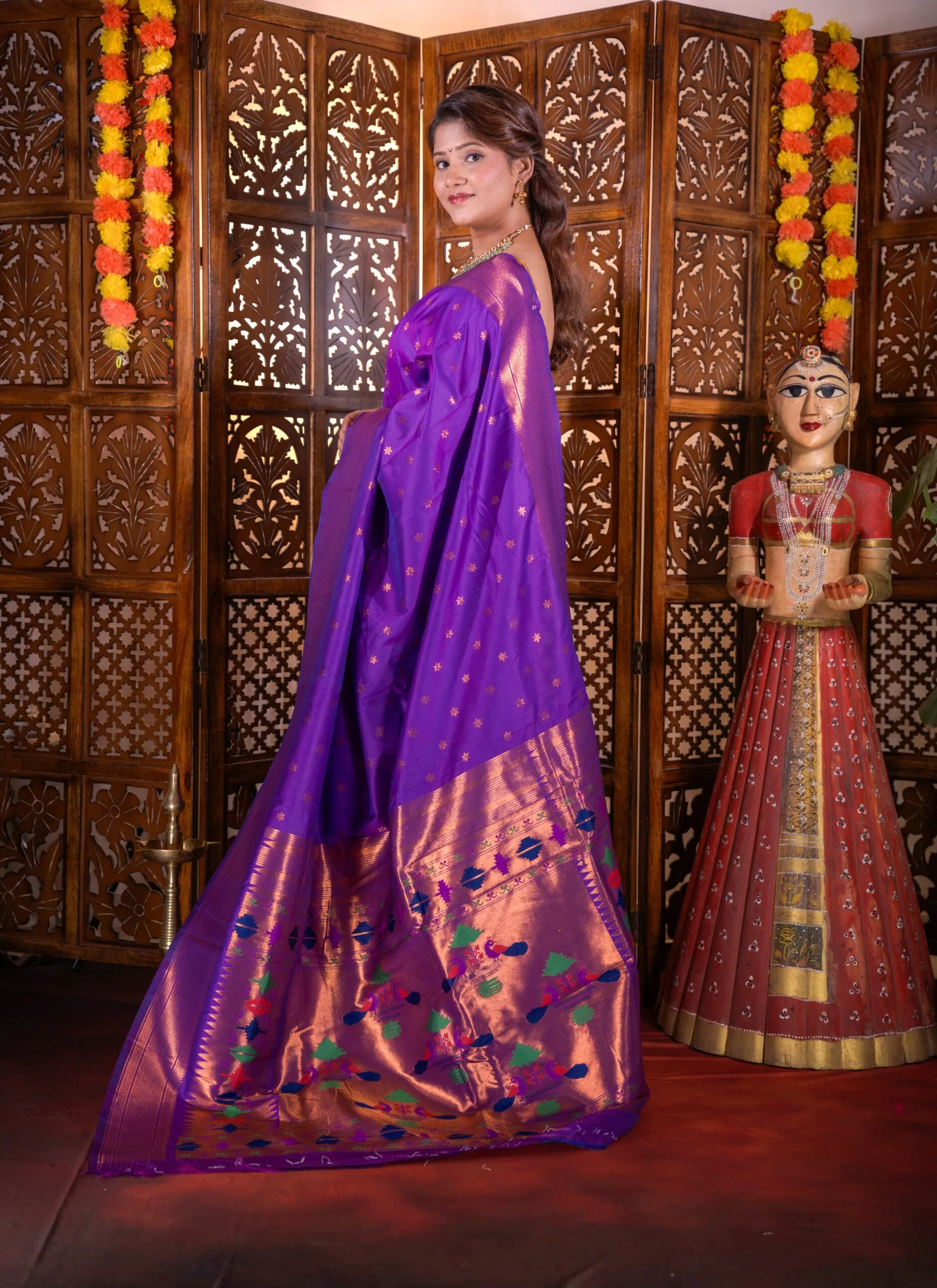 Purple Yeola Style Paithani