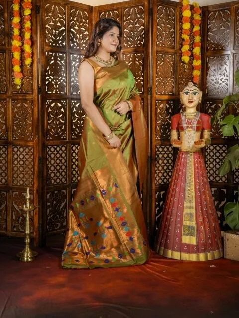 Mehendi Green Yeola Style Paithani