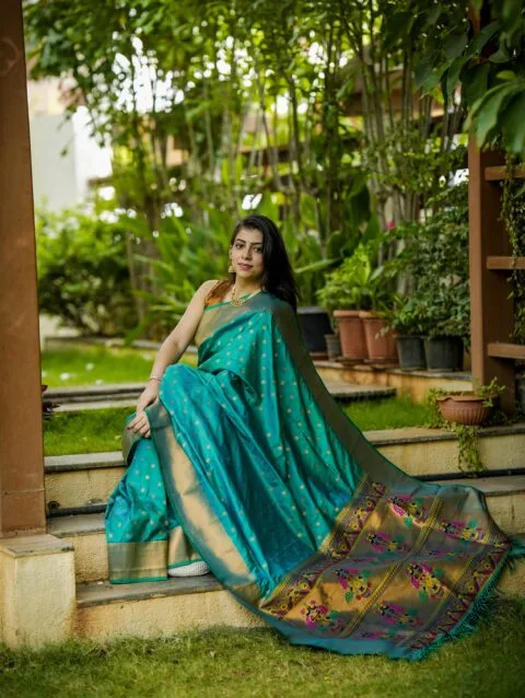 Green Yeola Style Paithani