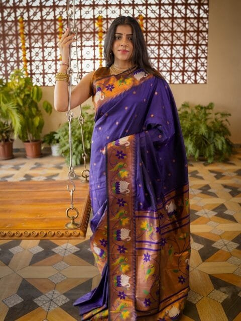 Purple Yeola Style Paithani