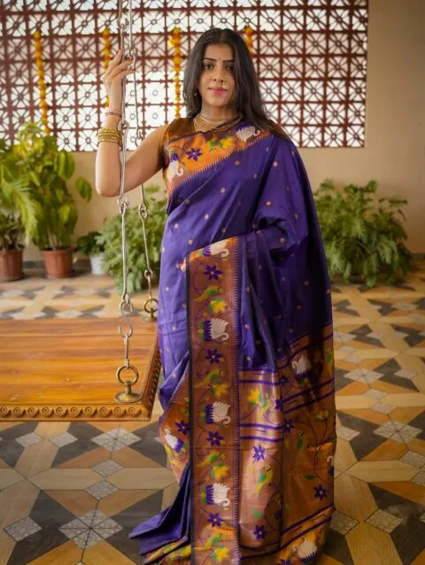 Purple Yeola Style Paithani