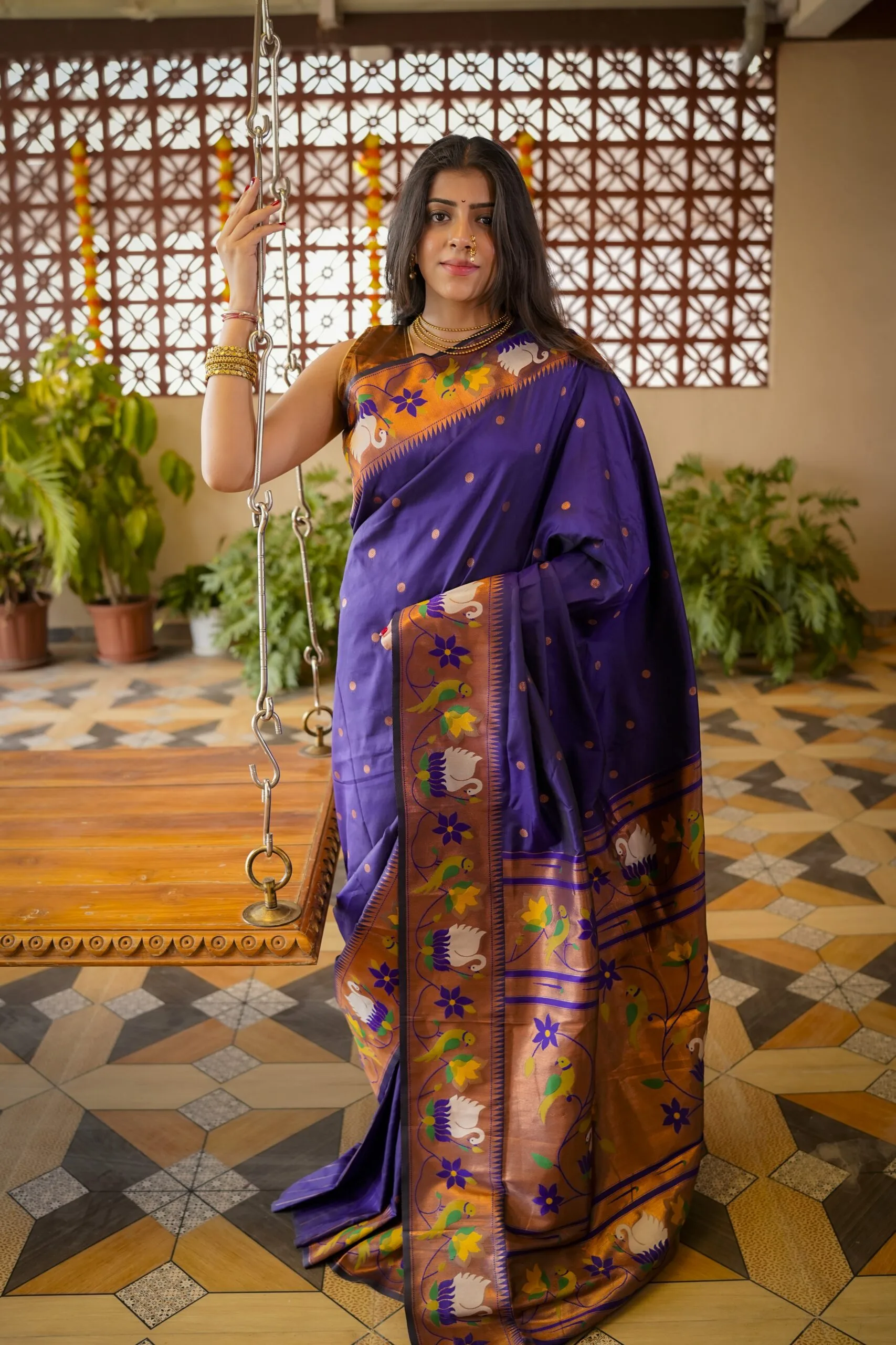 Purple Yeola Style Paithani