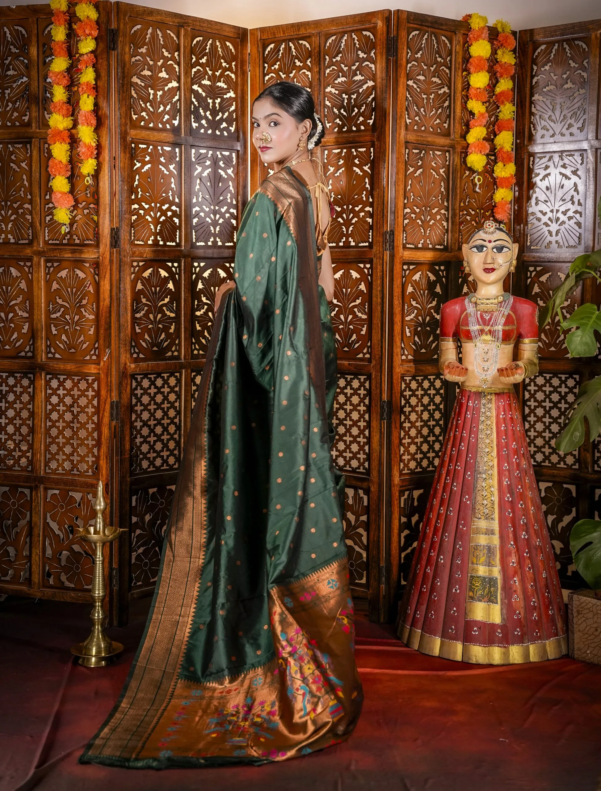 Green Yeola Style Paithani