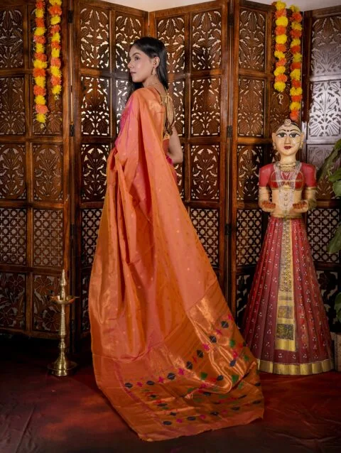 Peach Yeola Style Paithani