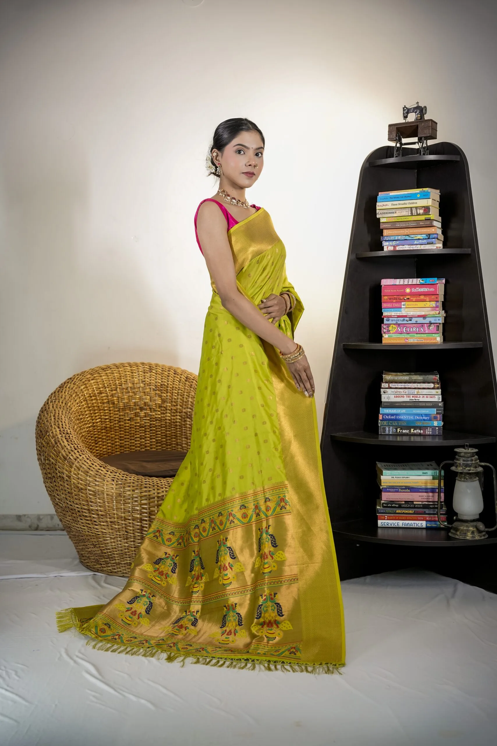 Parrot Green Yeola Style Paithani