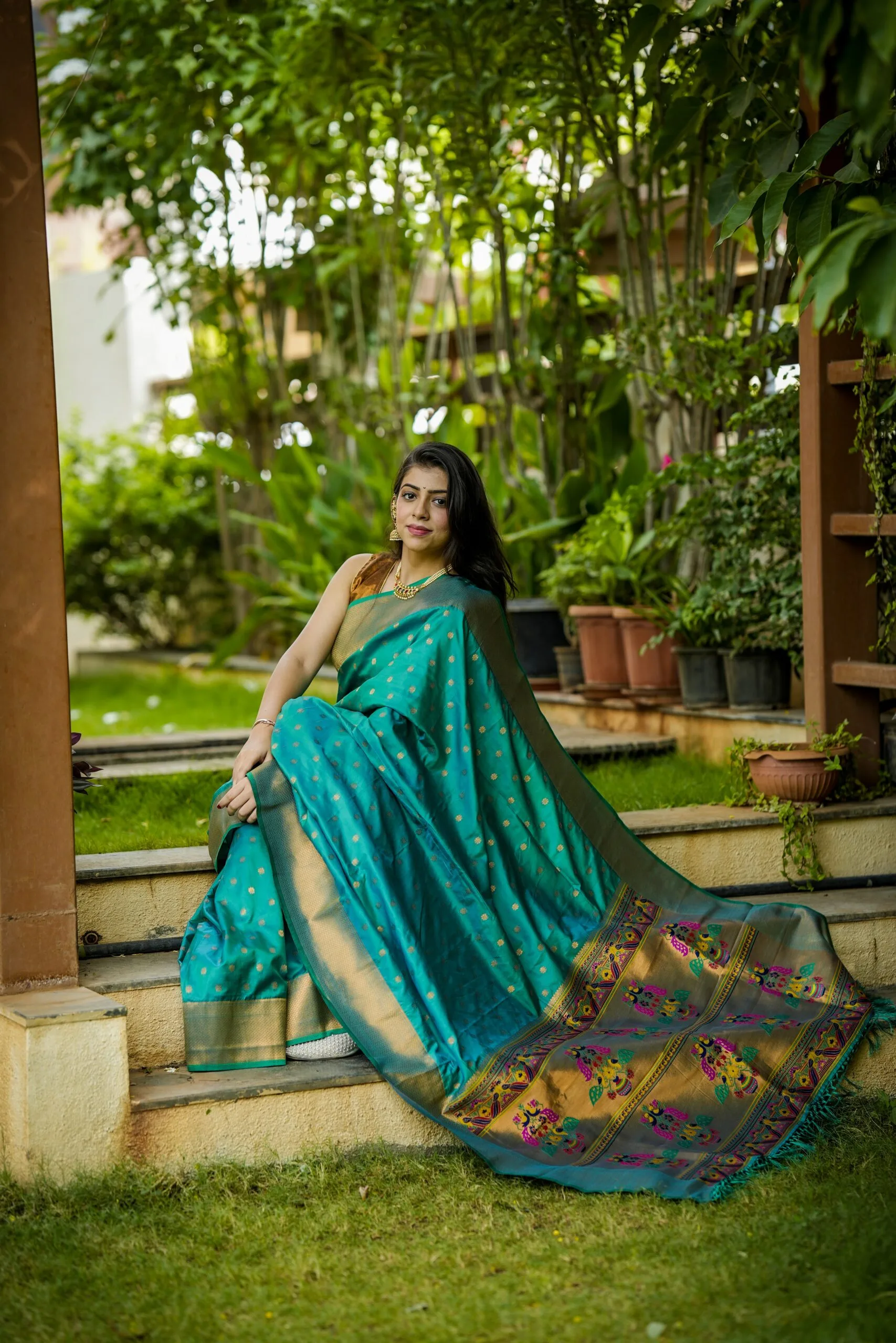 Green Yeola Style Paithani
