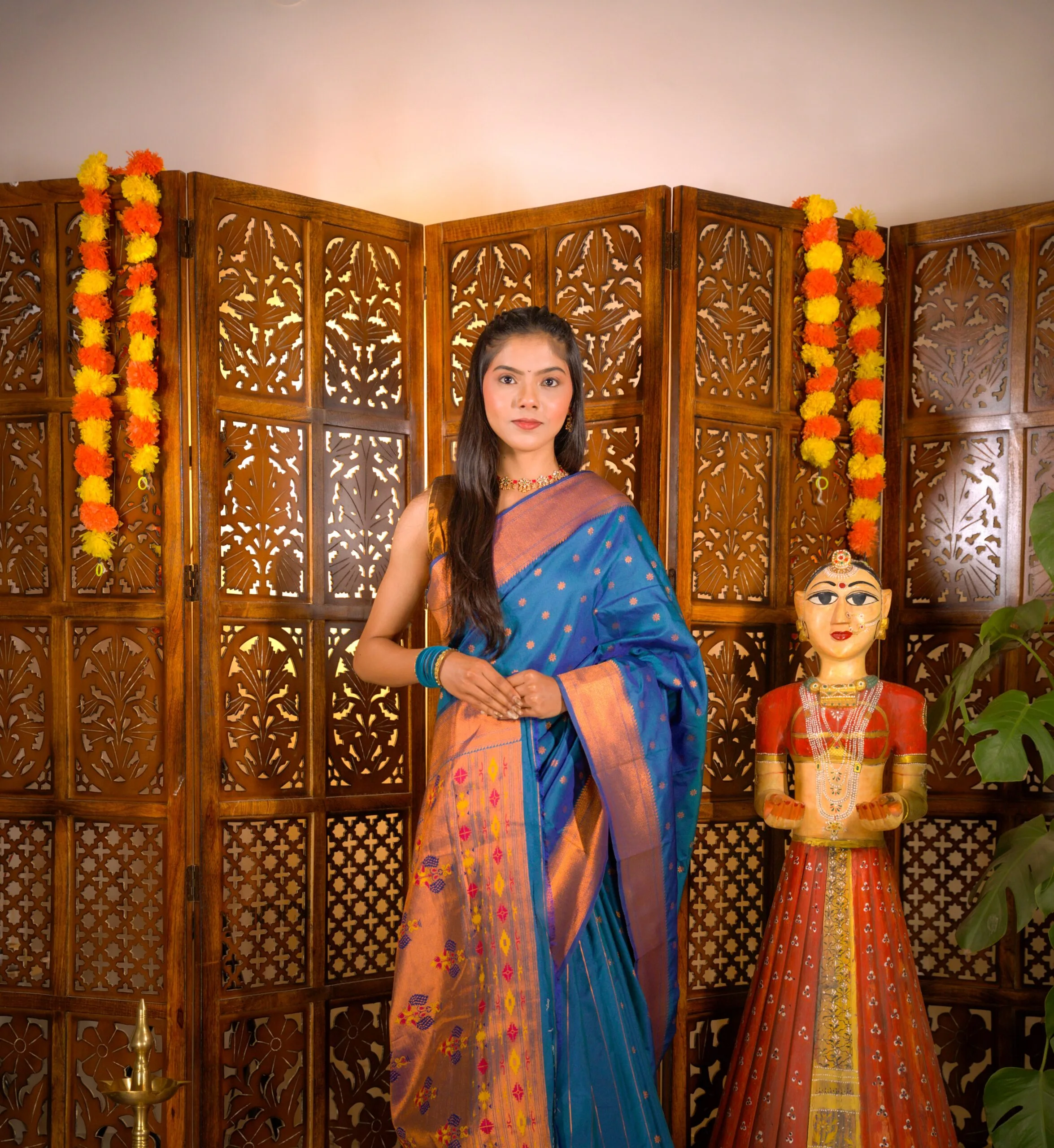 Blue Semi Star Paithani Saree