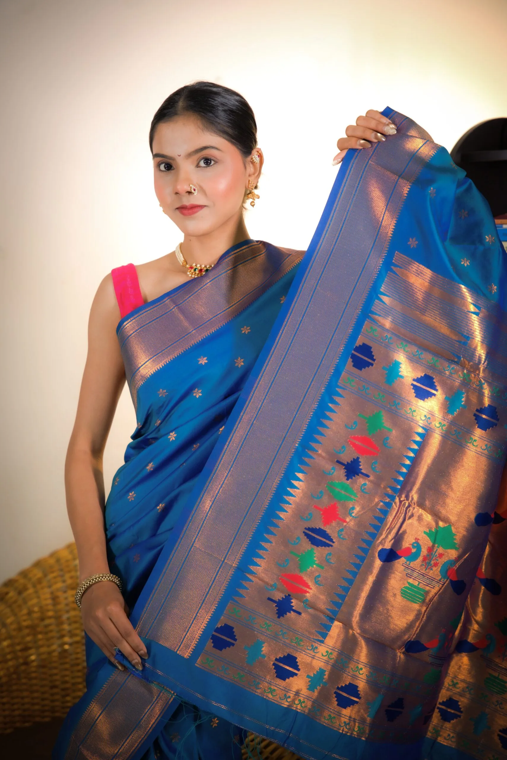 Blue Paithani Saree Pallu