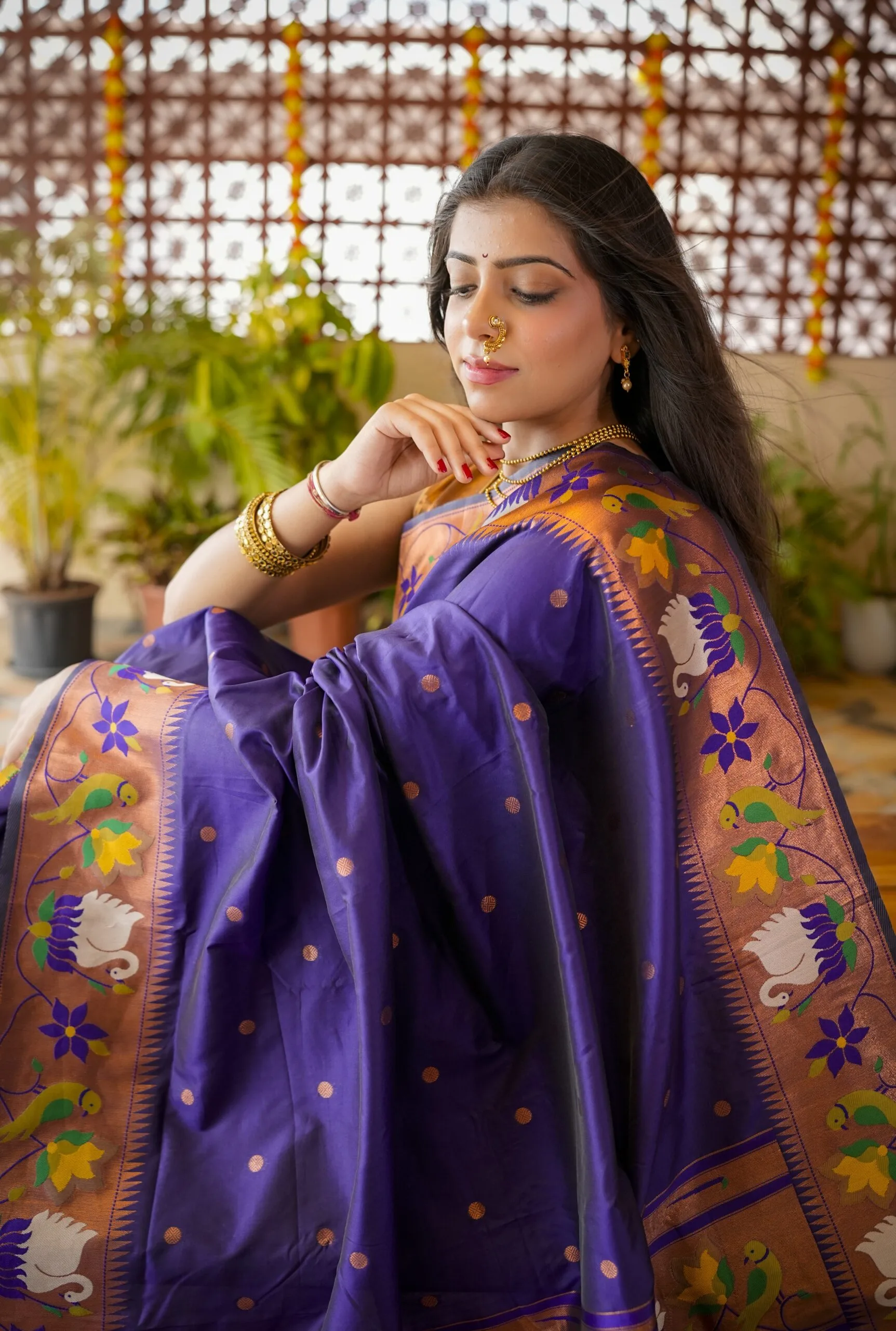 Purple Meera Semi Paithani Saree