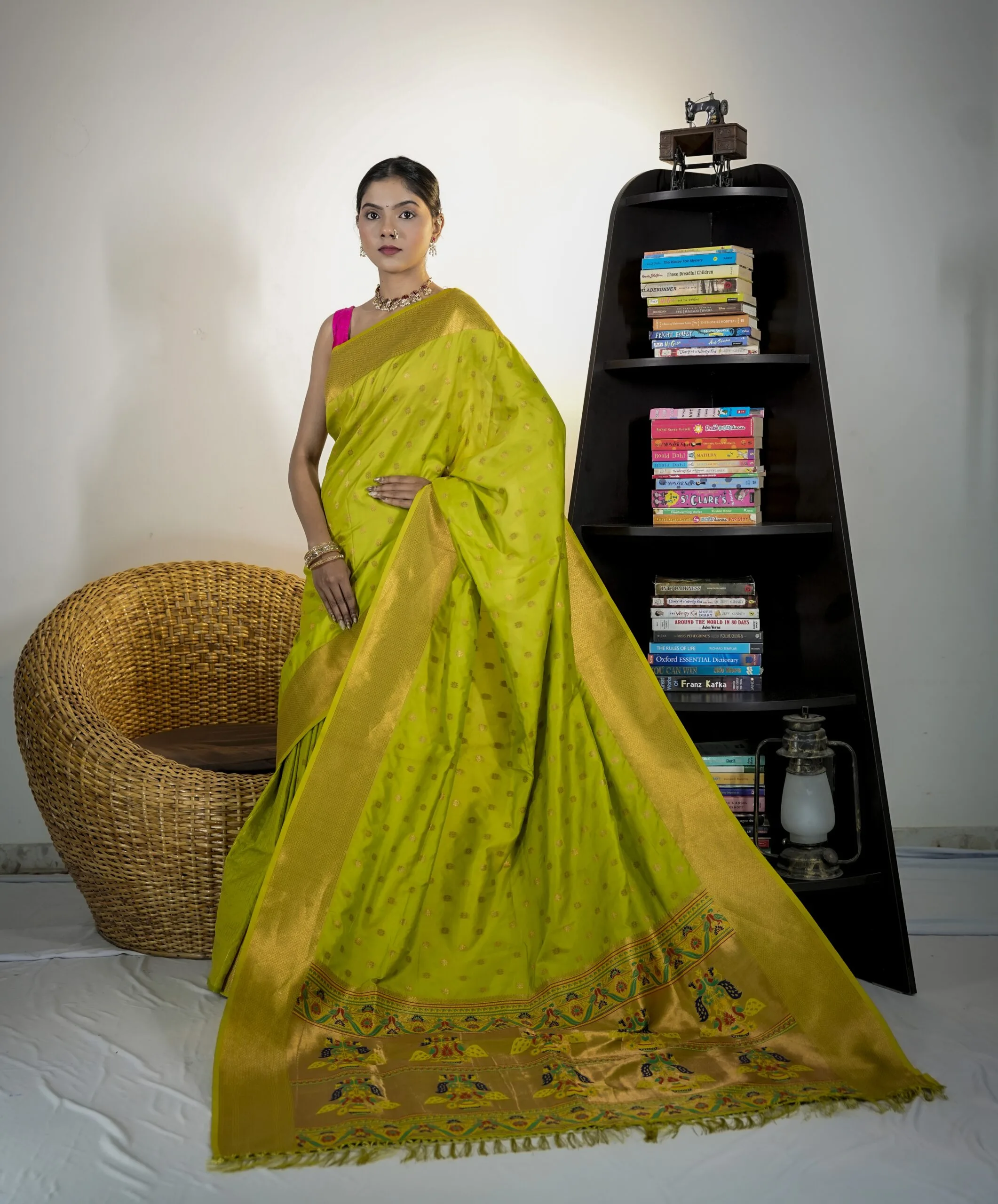 Parrot Green Kubear Paithani Saree