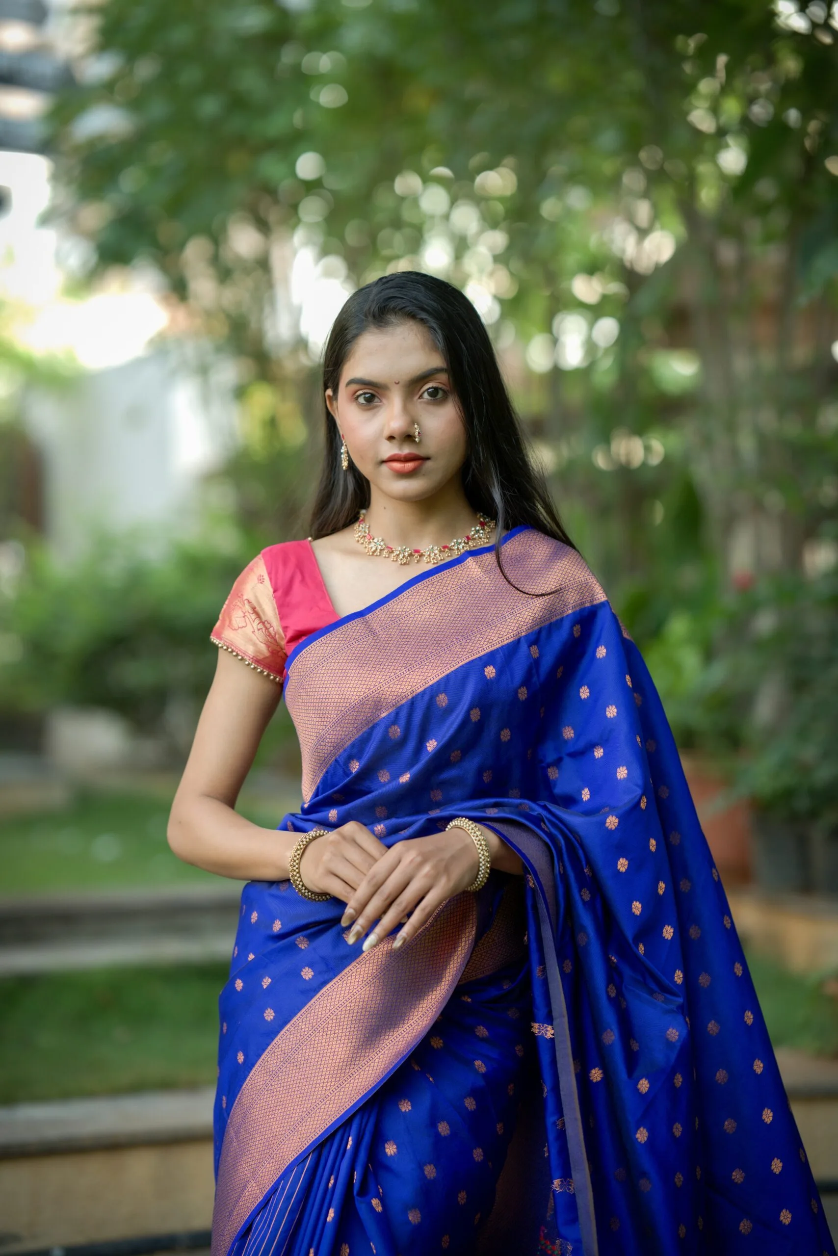 Yeola Navy Blue Paithani