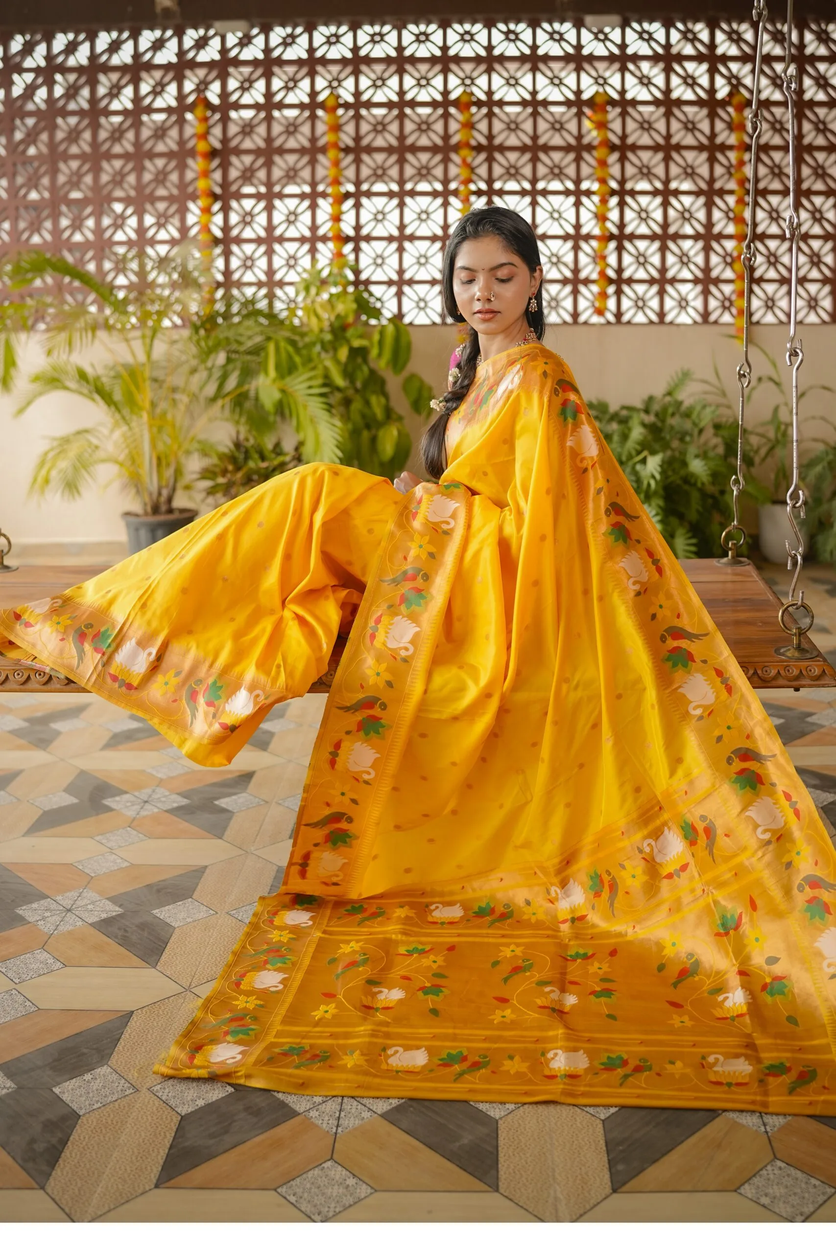 Yellow Paithani by Pratishthani