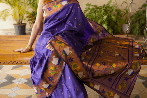 Purple Meera Semi Paithani Saree